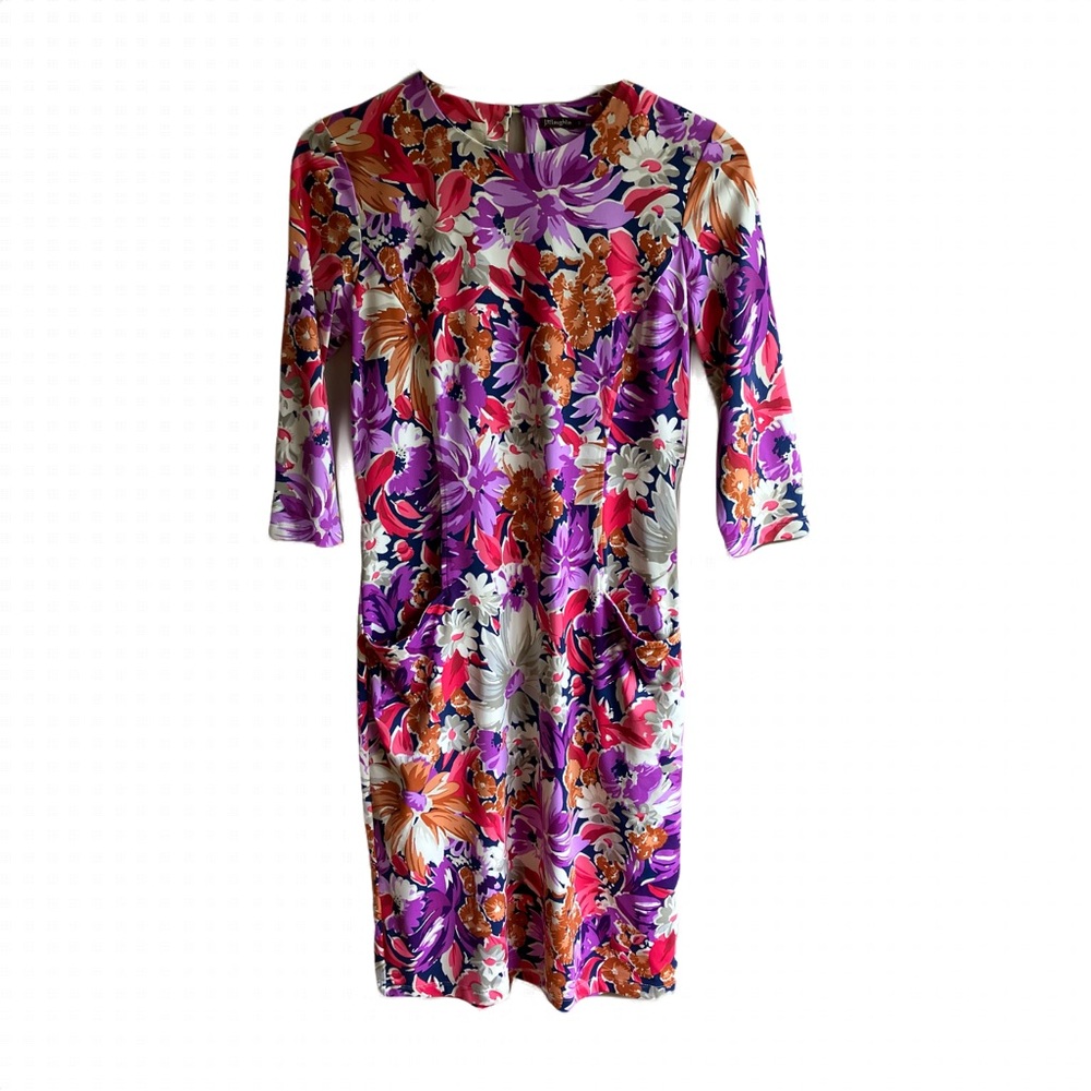 J. McLaughlin Catalina Cloth Catalyst Floral 3/4 Sleeve Sheath Dress Size S